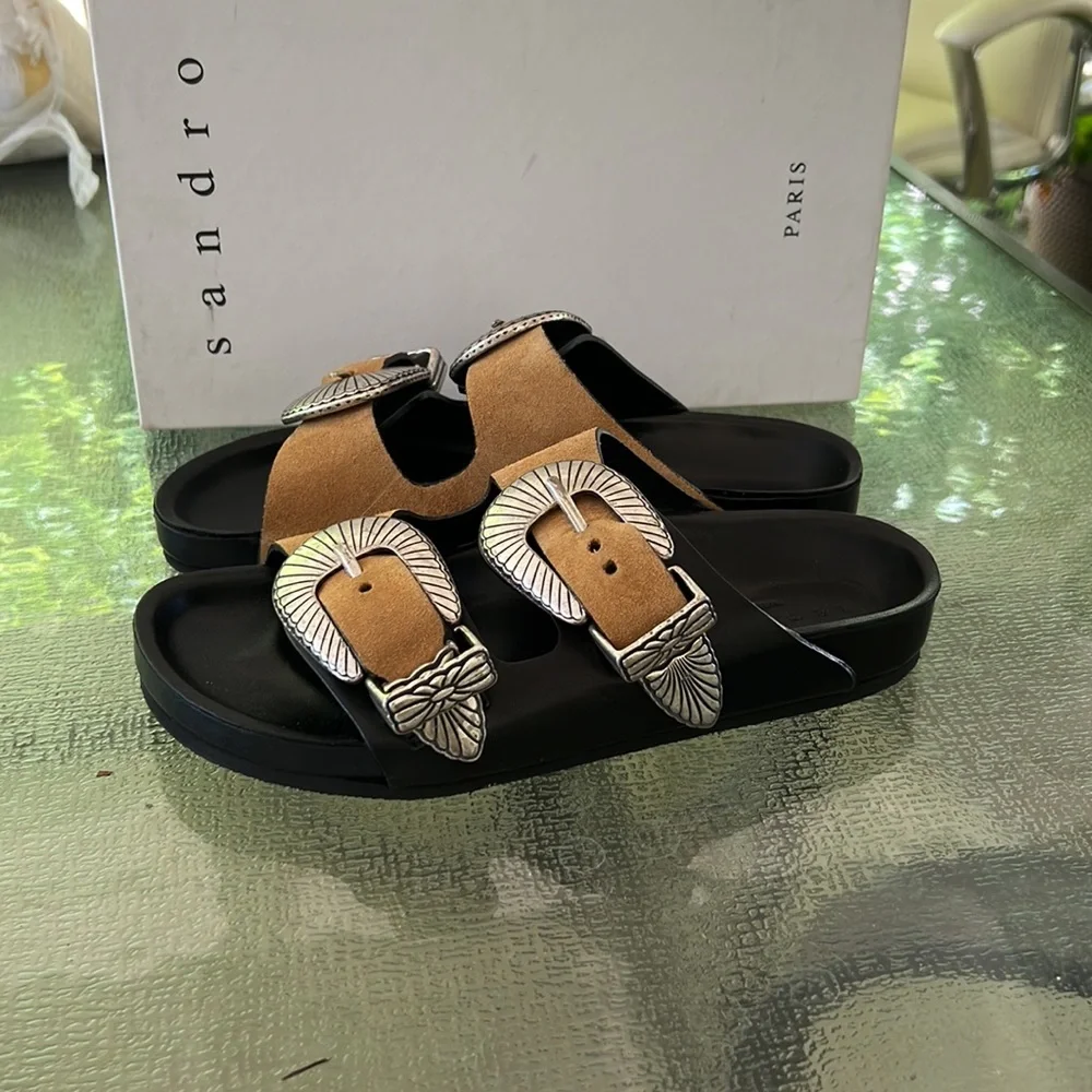 Sandro Western Buckle Sandals - Picture 3 of 10
